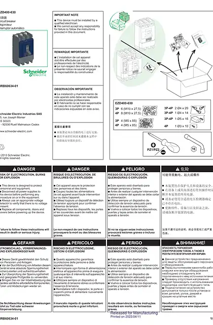 schneider施耐德EasyPact EZD 400630 说明书
